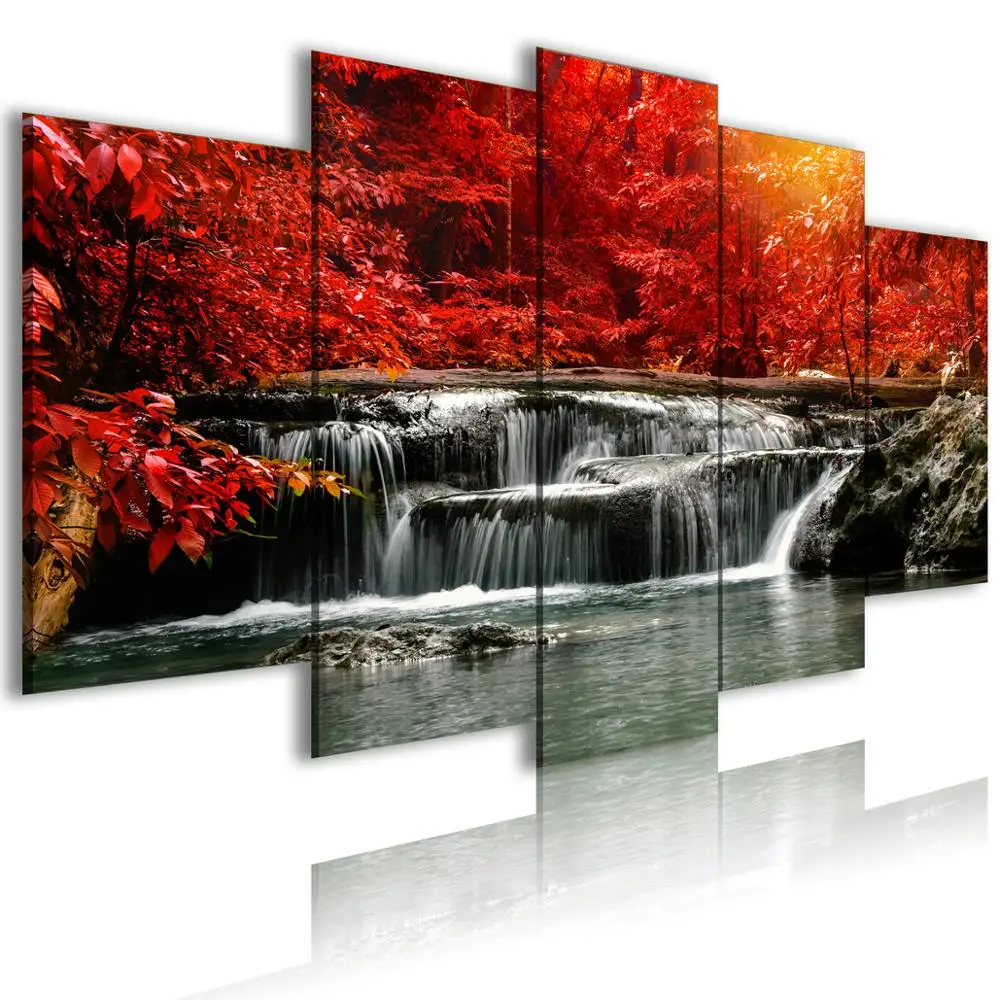 

Wholesale Wall Art 5 Piece Home Decor Landscape Oil Paintings Prints Tree Custom Poster Modern Customised Canvas SCENERY 100pcs