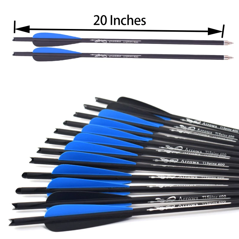 

12 PCS Carbon Arrows 16 20 Inch Blue Balck Palette Spine 400 Archery Crossbow Bolt For Hunting Archery