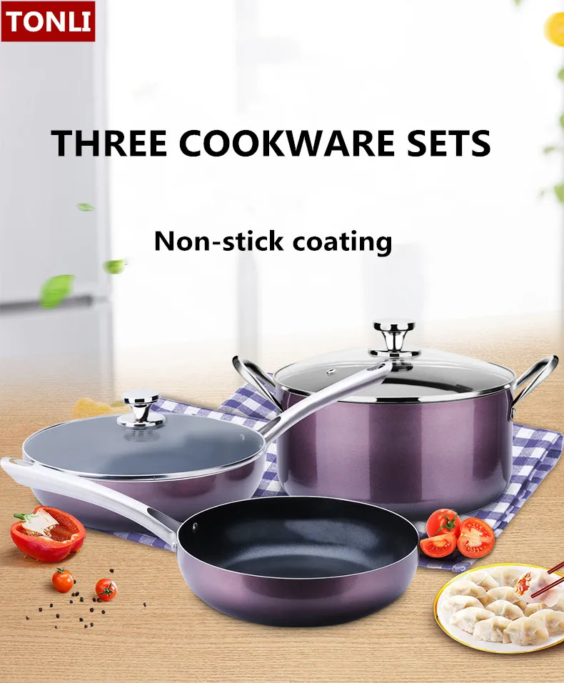 cheap home kitchenware ceramic non stick aluminum alloy cooking pot cookware set