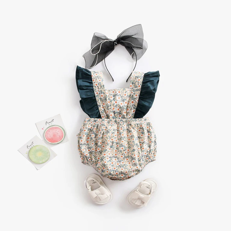

summer new born babies clothes floral cotton romper jumpsuit baby infant clothing baby girls lace romper, As picture shown
