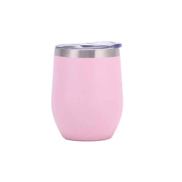 

RTS Klooper Powder Coating Double Wall Stainless Steel Egg Shape Cup Insulated Vacuum Egg Shape Mugs wine Glass with Lids, Customized colors acceptable