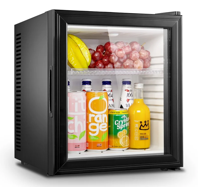 40l No Noise Refrigerators Mini Bar Glass Door With Lock For Hotel For