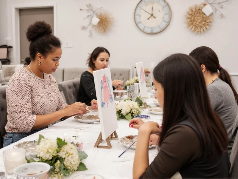 Michaels craft class participants painting canvas
