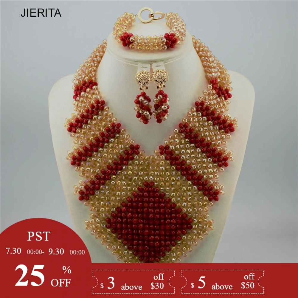 

XL2113-4 Red and gold new design china wholesale fashion bridal jewelry set