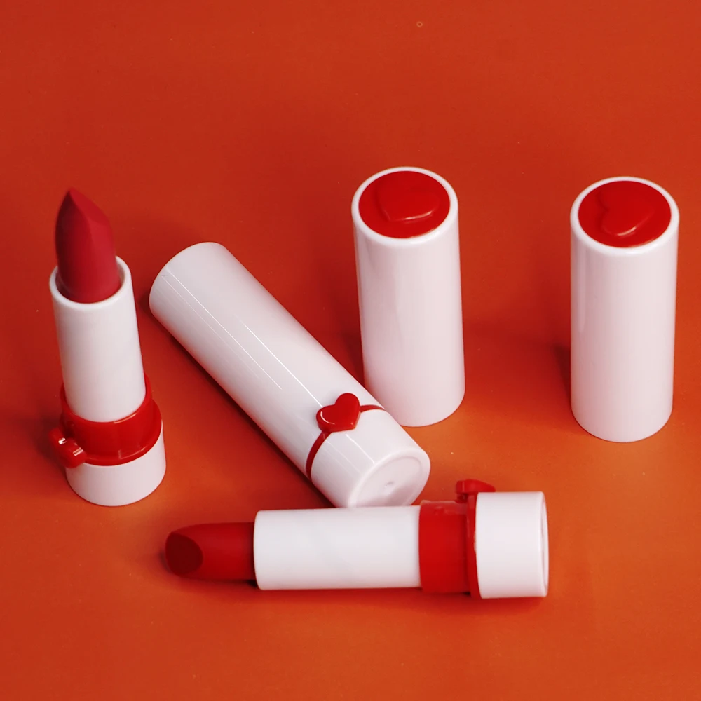 

Matte Long-lasting Non-stick Cup Lipstick Rose Bean Color Grapefruit Red Heart-shaped Lipstick Cosmetic