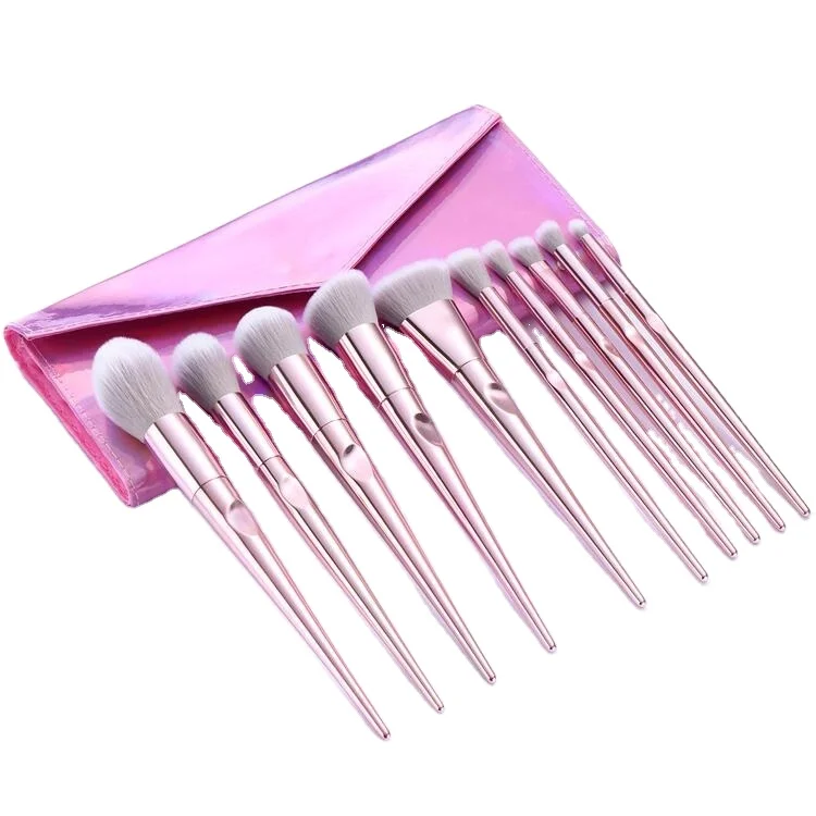

10 pcs rose gold new design Custom logo makeup brush set wholesale Yiwu brush manufacture, Customized