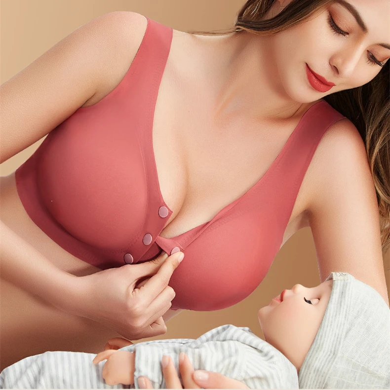 

5004 Women Pregnant Breathable Lactation Leak proof Seamless period underwear Breast Feeding Front Open Maternity Nursing Bra