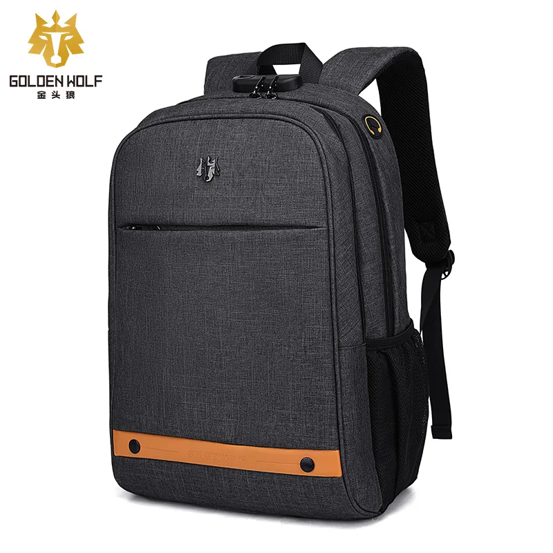 

olden Wolf 2020 New Arrival Oem Odm Custom Logo Black Mens Backpack Laptop Business Mochilas Laptop Back Pack Rucksack, Black/grey/blue