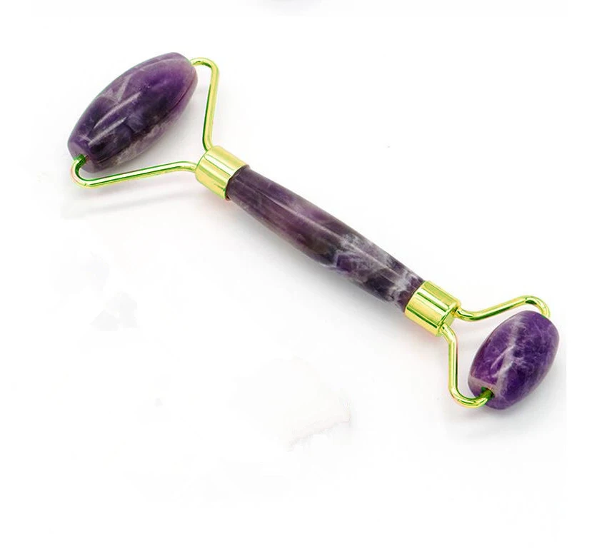 
KCONYD Factory Wholesale Natural Jade Face Roller-Amethyst-Fat hand-Zinc alloy stents 