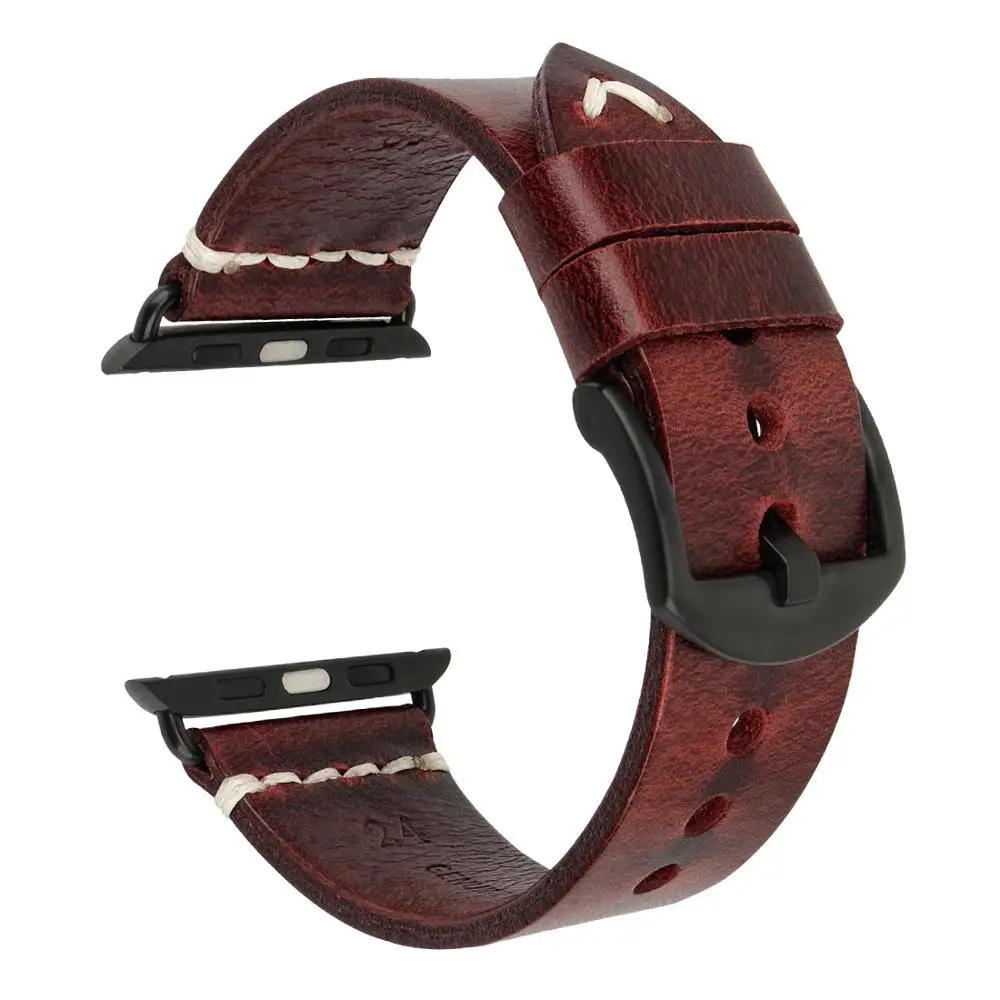 

Genuine Leather Watchband For Apple Watch 42mm 38mm 44mm 40mm Amazon Hot Seller Watch Bracelets for iWatch Series SE 6 5 4 3 2 1, Light brown / dark brown / dark grey / red /blue / green /