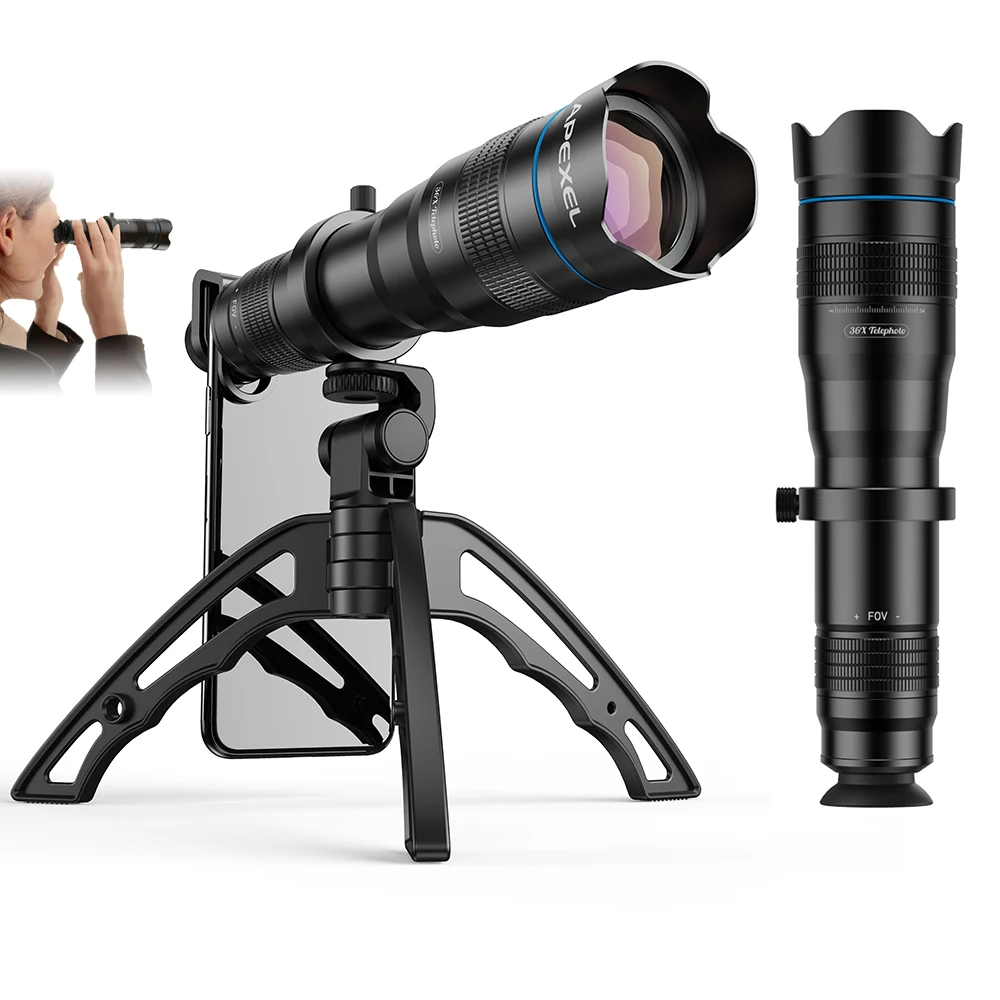 

APEXEL 36X monocular telescope lens for mobile camera optical glass phone telescope lenses with tripod for iPhone 11 pro