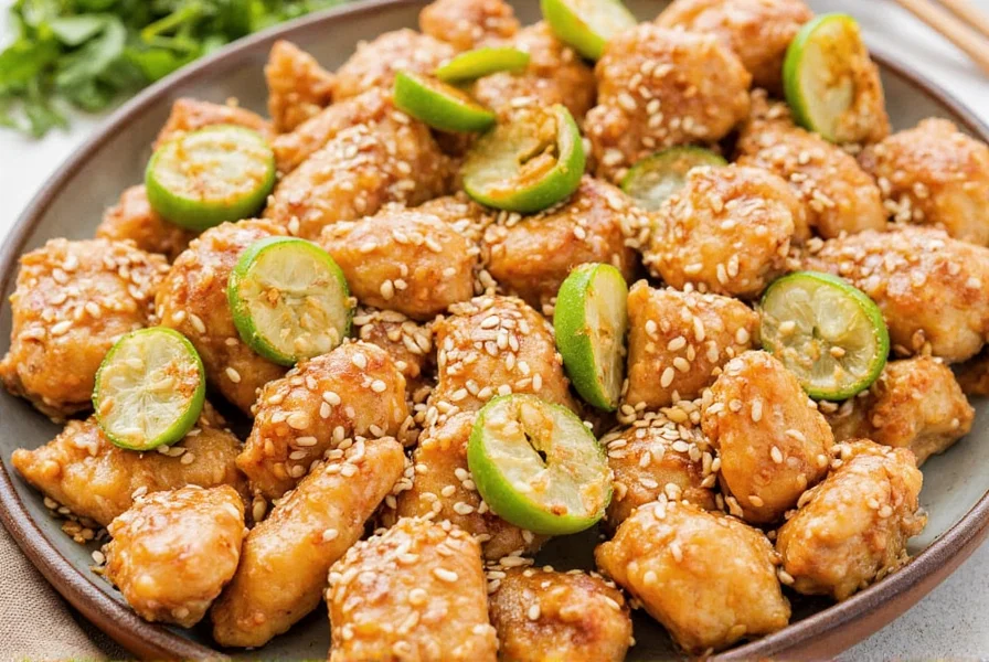 Sesame Seed Chicken on a Plate