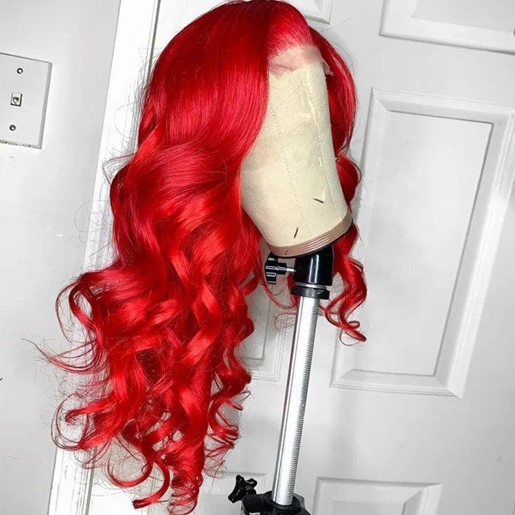 

150% Density Red Hair Colorful Wigs Body Wave Wigs 13*4 Lace Front Human Hair Wig