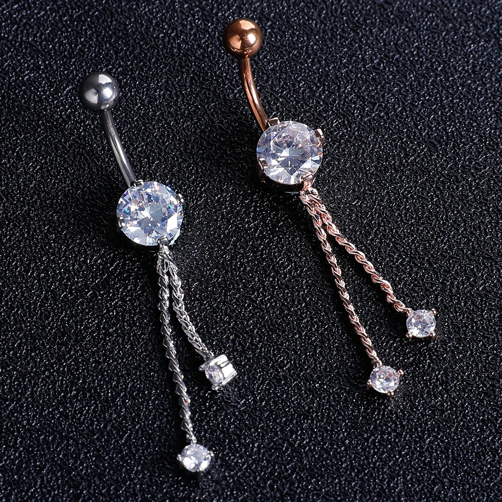 

Rose Gold Silvercolor Navel Body Piercing Jewelry Beautiful Belly Button Ring Navel Dangle Body Piercing Jewelry