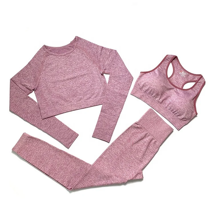 

11 colors stock women long sleeve crop tops seamless gym bra legging set woman, 11 colors or custom