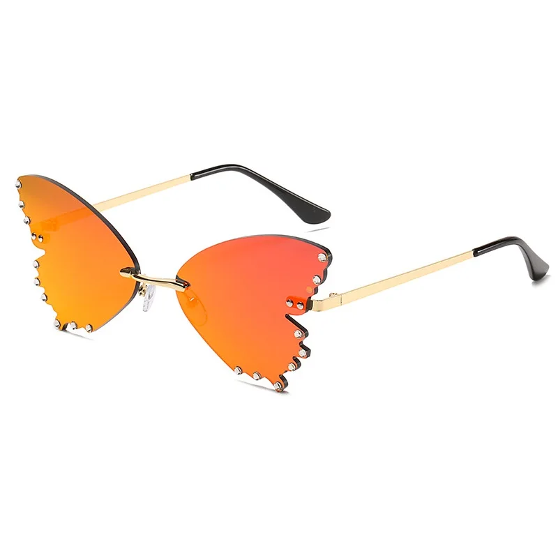 

2021 New Design Sunglasses UV400 PC Butterfly Ocean Lens Light Weight Gold Fashion Diamonds Women Shades Sunglasses Sun Glasses