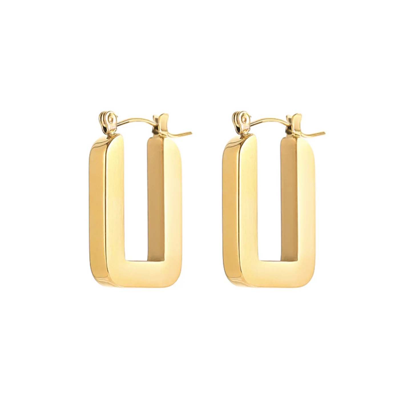 

Dainty Women Accessory Gold Plated Rectangle Huggie Hoop Earrings