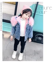 

Ecowalson winter little girls fur coats kids denim jackets wholesale plain black pink baby outerwear korean boutiques children's