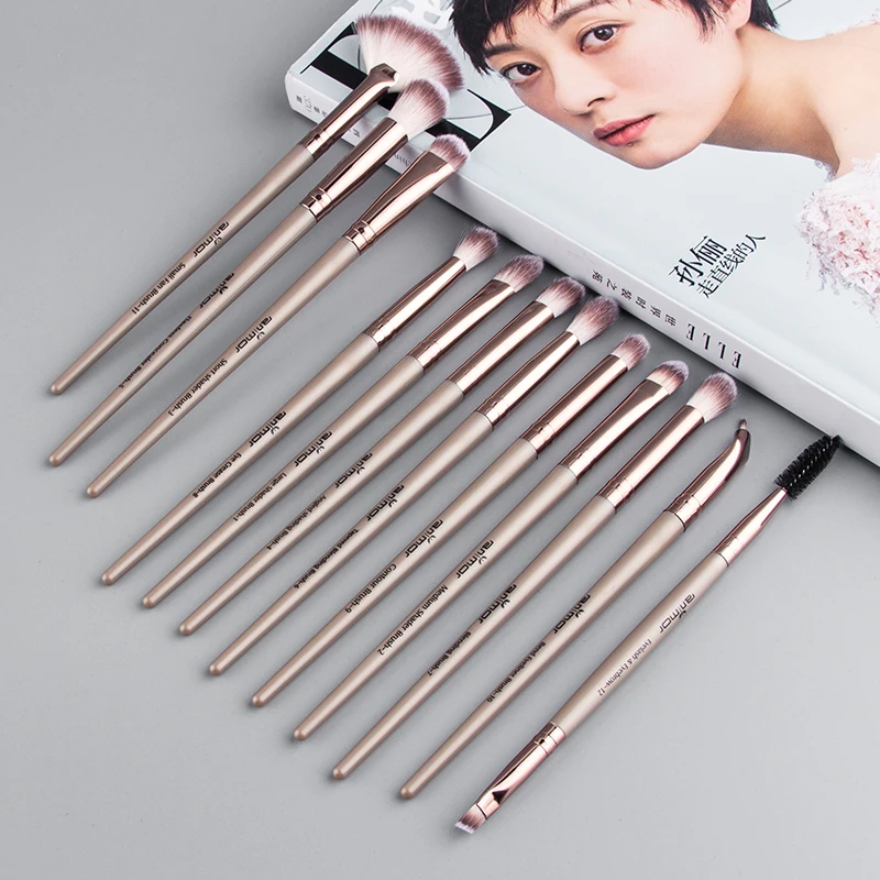 
Anmor 12Pcs Professional Eyeshadow Custom Make Up Brushes Set Cosmetic Eyebrow Makeup Brush 