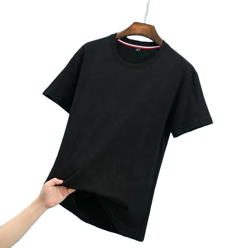 

Wholesale 100% Cotton Men Tshirt 220g Causal Fitness T-shirt Blank Short Sleeve Crewneck Sports Wear, As picture