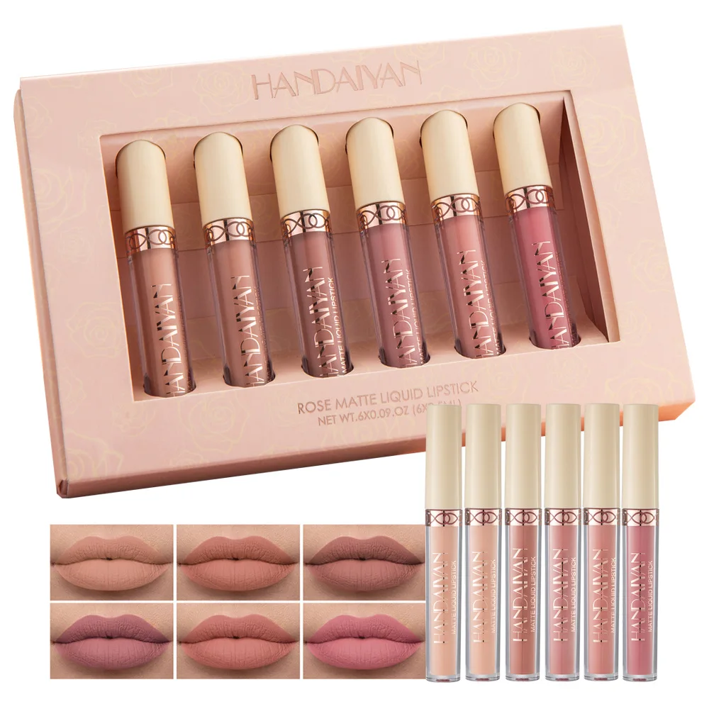 

Free Sample Wholesale Lip Gloss Set Private Label 6 Colors Matte Lipstick Wholesale Waterproof Oem Makeup Custom Vegan Lip Gloss, Colorful