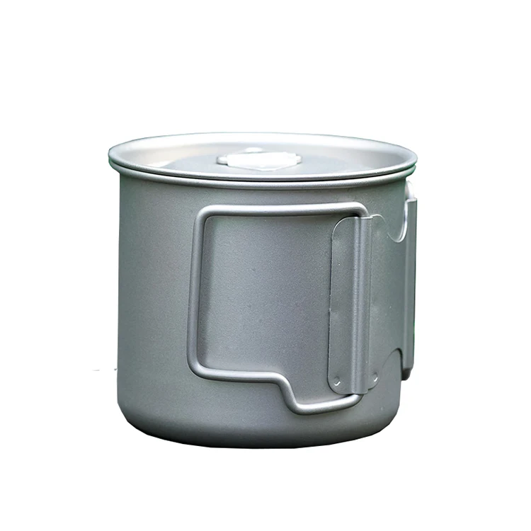 

factory price 350ml Titanium cup titanium mug titanium coffce cup with cover and foldable handlebar, Silver
