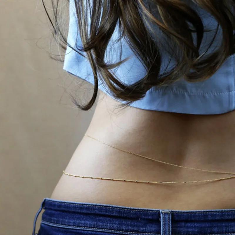 

Beach Bikini Belly Waist Chain double layer bead waist gold chain Body jewelry for Women and Girls Waist Body Chain