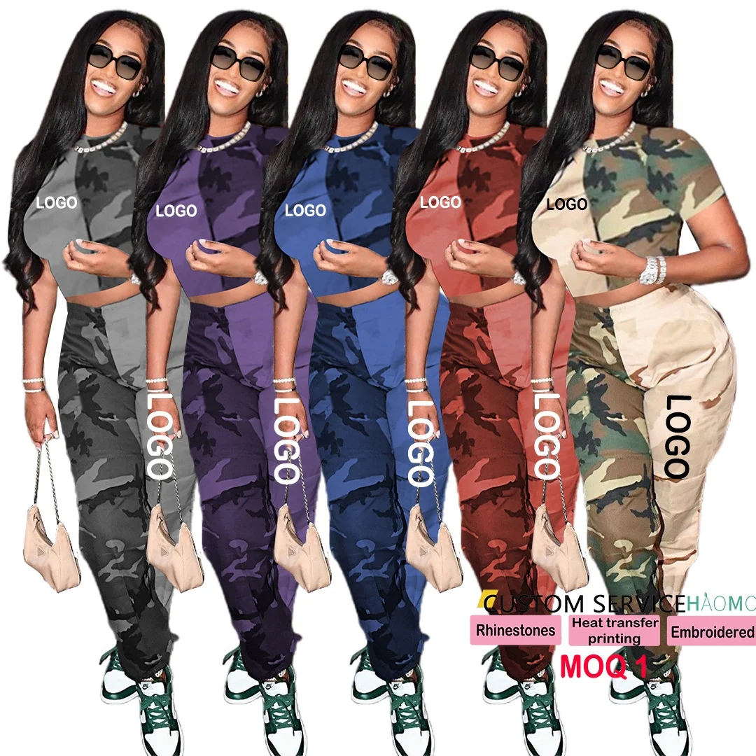 

Suppliers Custom Logo Ropa Deportiva Mujer Camouflage Jogger Sweatsuit Two Piece Outfits Set 2022 Women Clothing, Picture