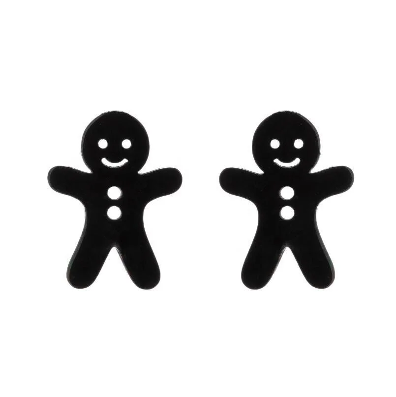 

Geometric Biscuit Villain Earrings 316L Stainless Steel Lovely Child Earring, White, gold, black,rose gold