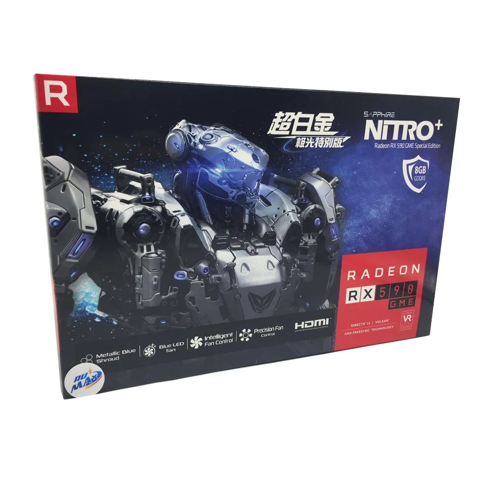 

Rumax New Sapphire Nitron+ rx590 8G 256bit GDDR5 DX12 Graphic Card for Mining