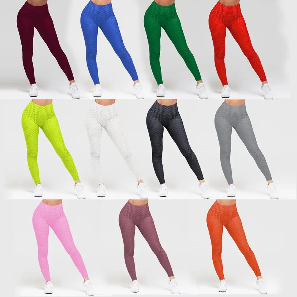 New Elastic Jacquard Push Up Scrunch Butt High Waisted Workout Sport Leggings Custom Yoga Pants Leggings