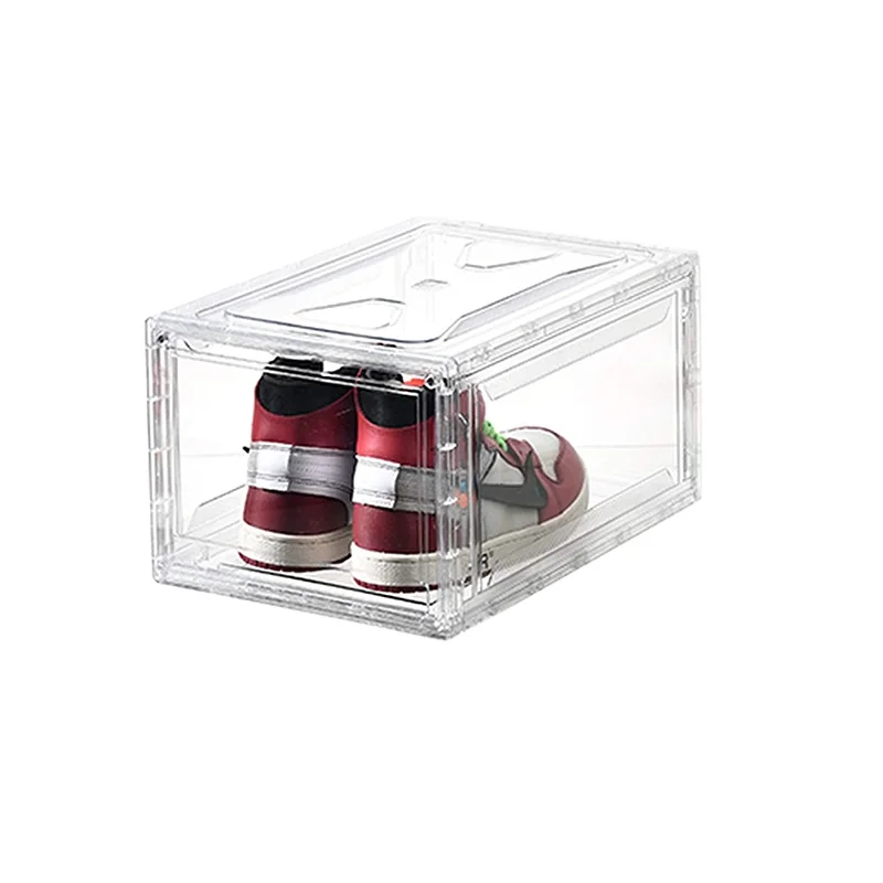 

Wholesale Eco-Friendly PP Sneakers Side Drop Transparent Clear Plastic Shoe Box Storage With Custom Logo, Black\white (optional)