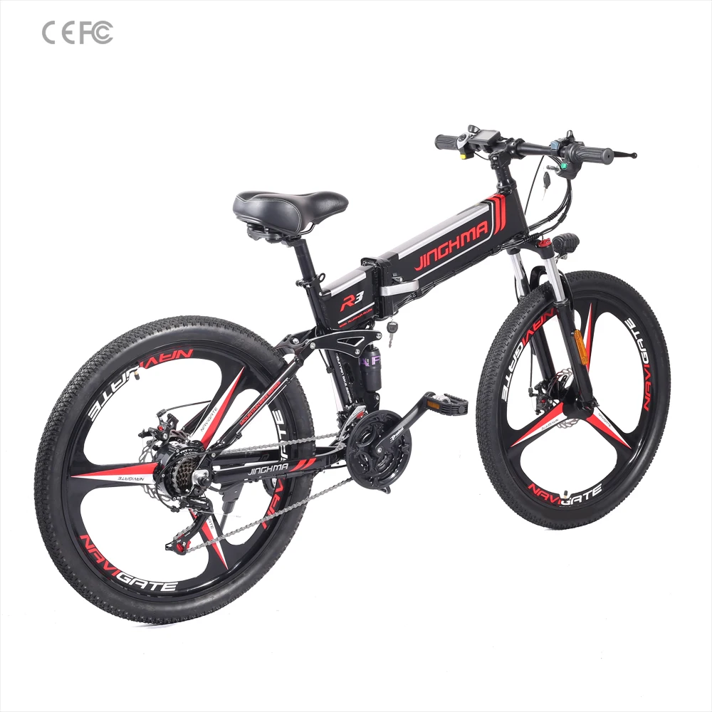

Electric mountain bike folding ebike fat tire bicycle 35KM/h electric fat tire bike 48V350W folding electric bicycle, Black