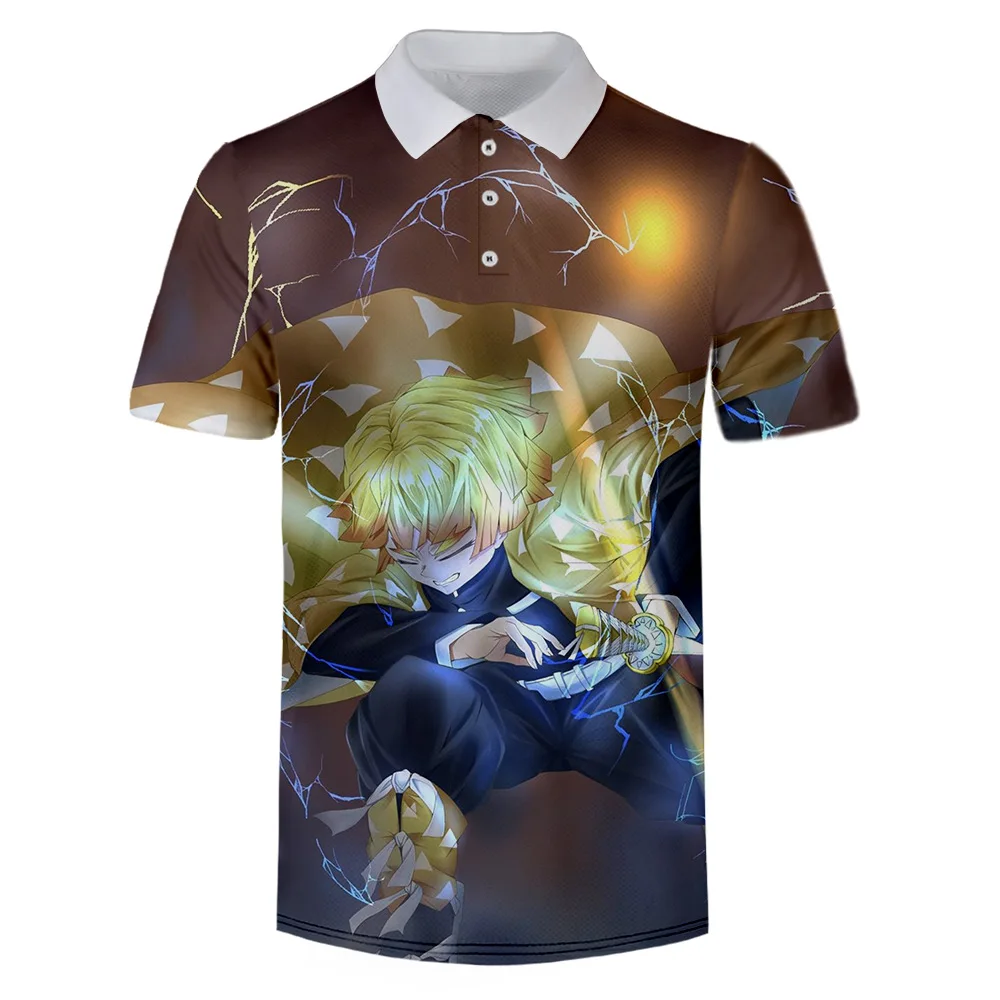 

dropshipping moq 1pcs custom comic anime lapel 100% polyester polo shirt, Customized colors