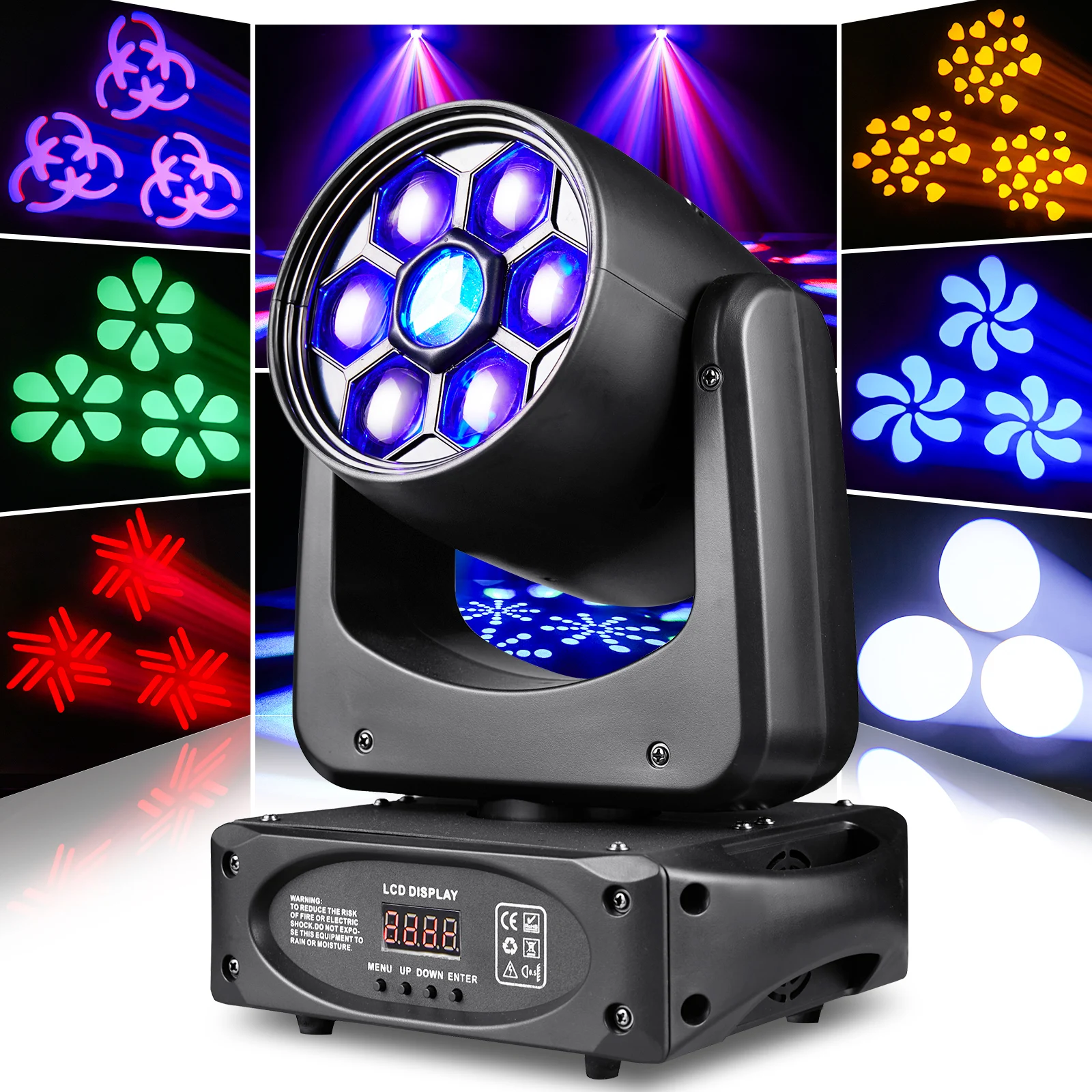 

U`King 150W Rgbw 8 Patterns 8 Colors Stage Lamp Luces De Escenario For Disco Party Club Bar Show Moving Head Lights