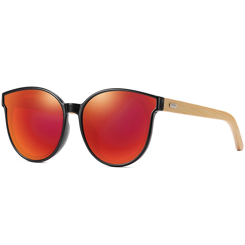 

Kdeam Fashion High Quality Cat Eey Sunglasses Women Colorful Films Polarized Sunglasses Bamboo Legs Sunglasses KD8808, Picture colors