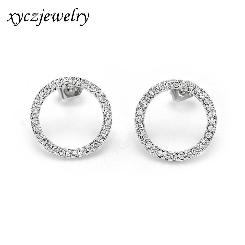 

Xingyu jewelry small circle stud earrings high quality cz gold plated party women earrings jewelry, White cz