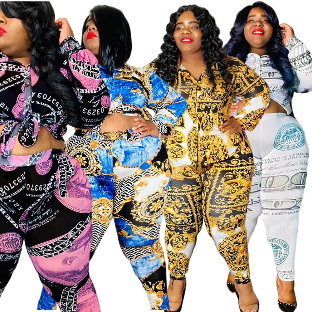 

DHN007 New model letter printed two piece sets women 2021 fall outfits for women bodycon long sleeve plus size clothes for women