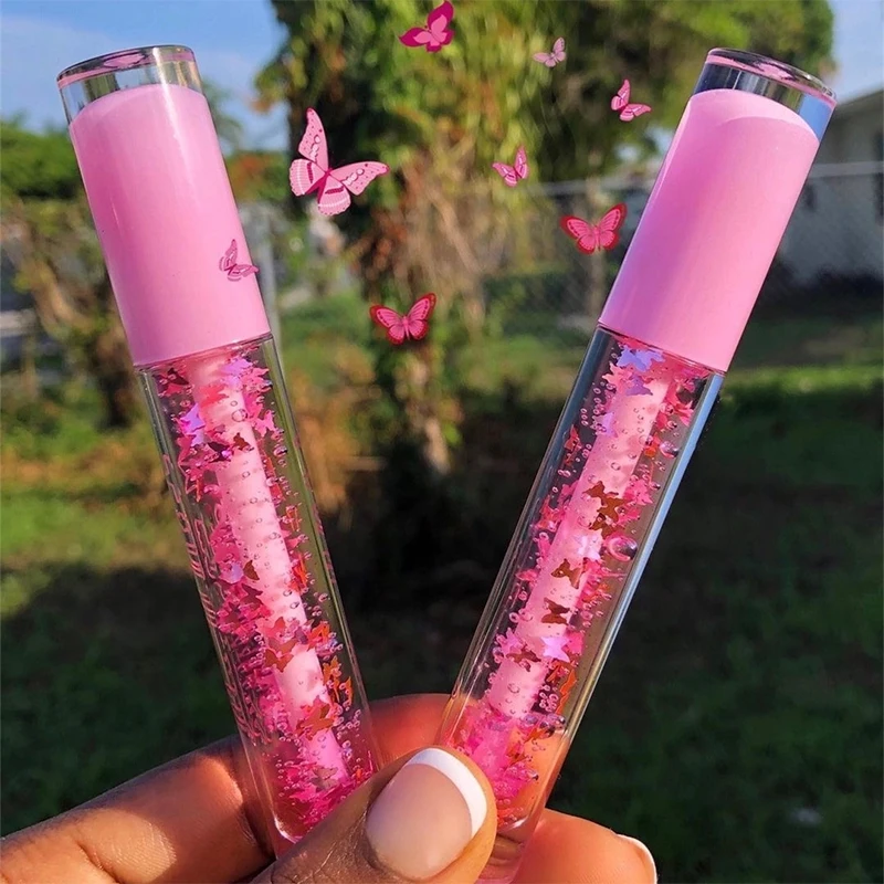 

Wholesale Lip Gloss Private Label Base Custom Kids Lip Gloss Vendor Butterfly Glitter Kit Vegan Lipgloss Clear Lip Oil