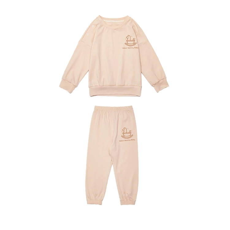 

UK Wholesale Customed Logo High Printed Baby Kids Sweatershirts and Sport Casual 2 Pcs Tracksuits Sets for Child Boys, Gray/light brown