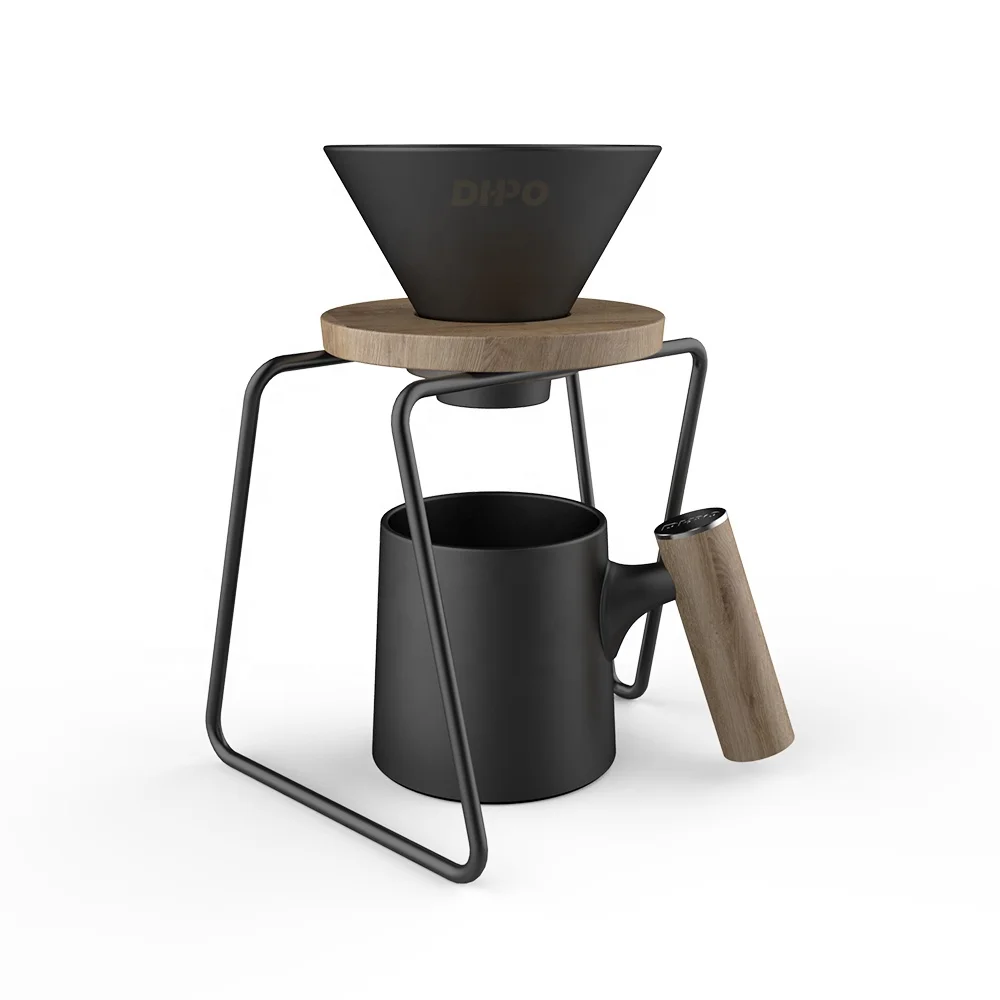 

DHPO Brand New desgin ceramic coffee dripper stand with bamboo & SLS holder, Black, white, gray, red, blue, green, yellow