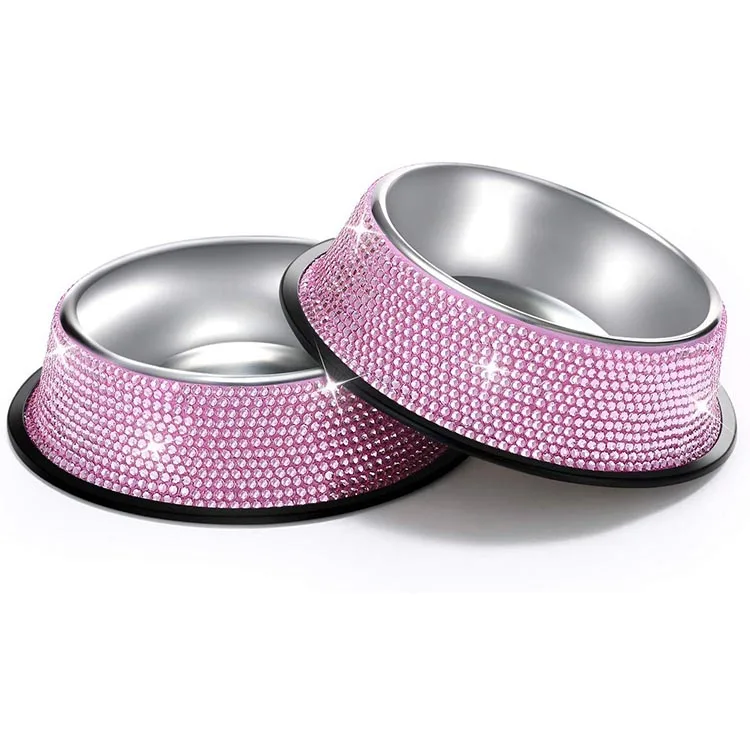 

High-end pet products supplier Diamond luxury noble lady dog bowl, Customized color