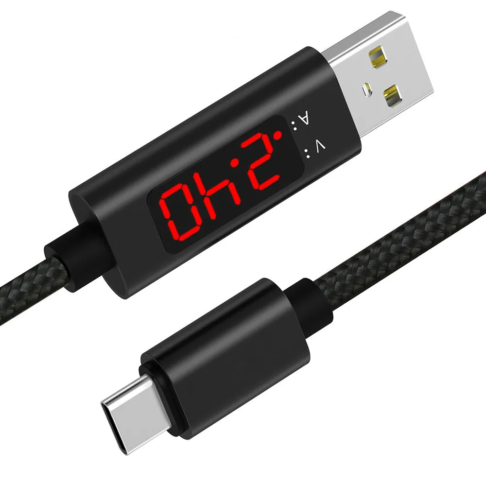 

Wholesale Type-C charge sync cable LED Voltage and current display cable, Black/red