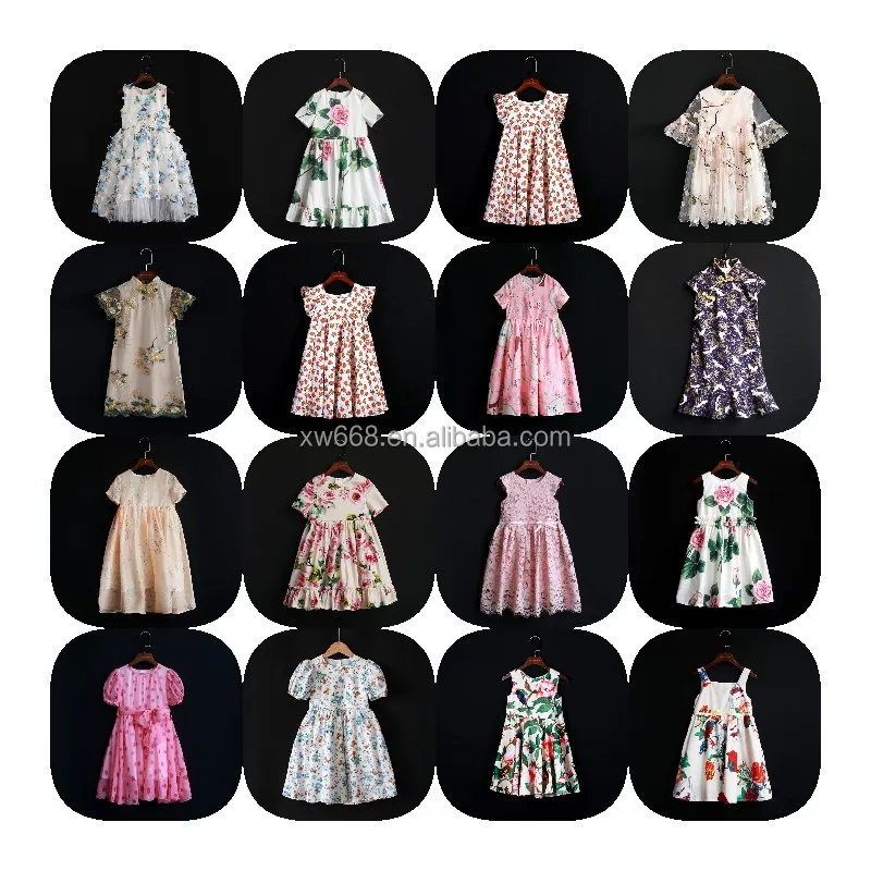 

2022 Fashion 100% cotton multi-color dress girls dress children girls