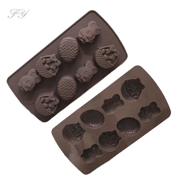 

Spot wholesale Easter series gifts 8 even eggs rabbit basket biscuit mold silicone cake mold DIY chocolate mold