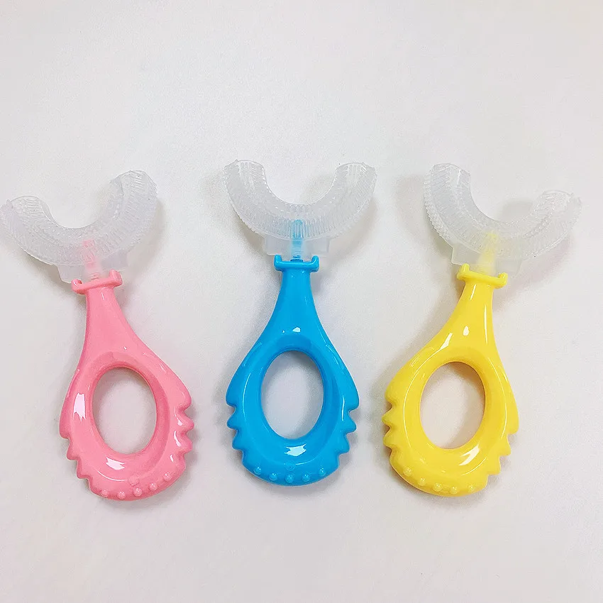 

Wholesale baby manual Silicone U toothbrush 360 degree food grade silicone toothbrush baby for 2-3-6-12 years old or older