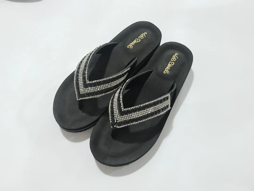 2024 Summer slippers New Fashion Lady High Heel Shoes Wedge Flip Flops