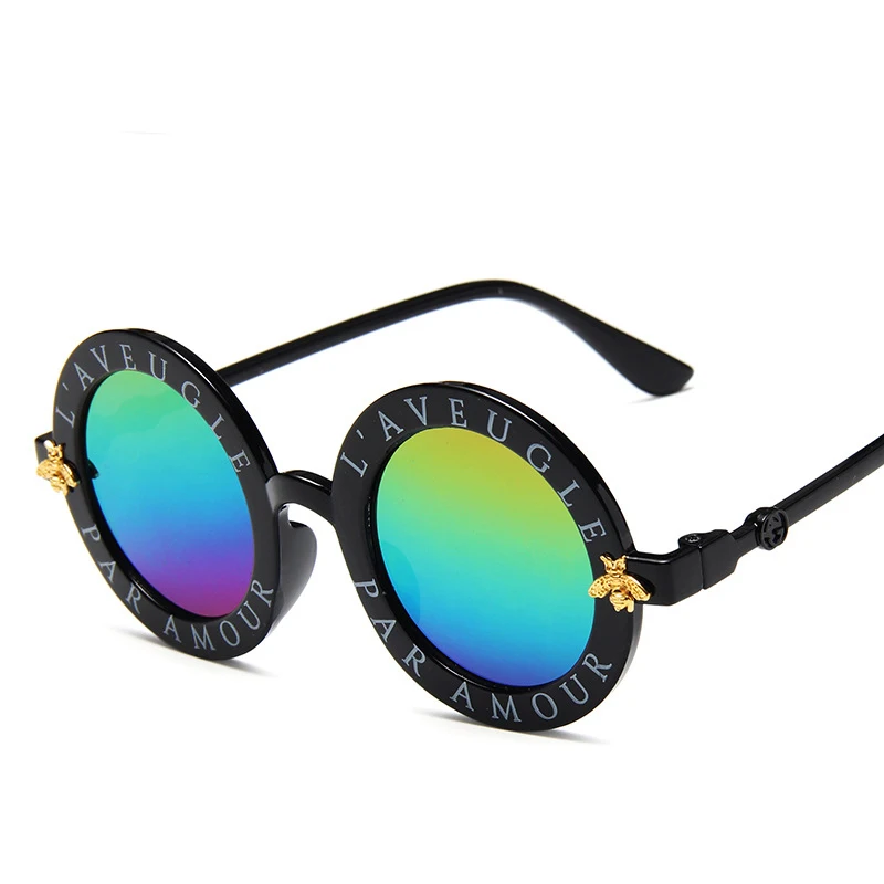 

2021 Hot Sale Vintage Round Frame Fashion Custom Design Children Bee Designer Sunglasses Famous Brands