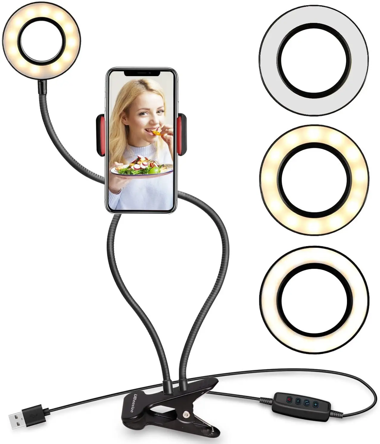 circle light with phone holder