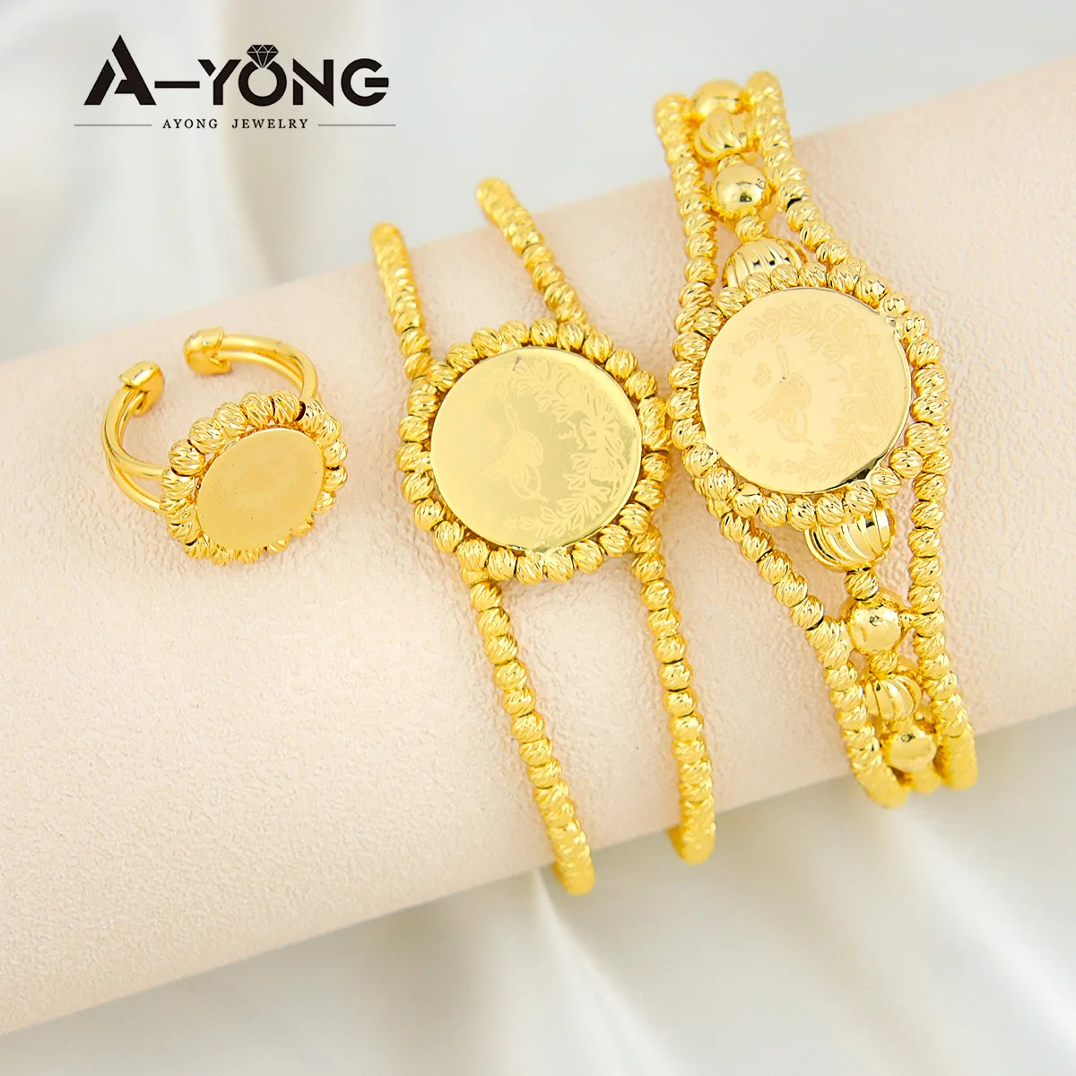 

Beautiful jewelry sets finger rings set women jewelry 18K dubai gold plated colorful jewelry sets